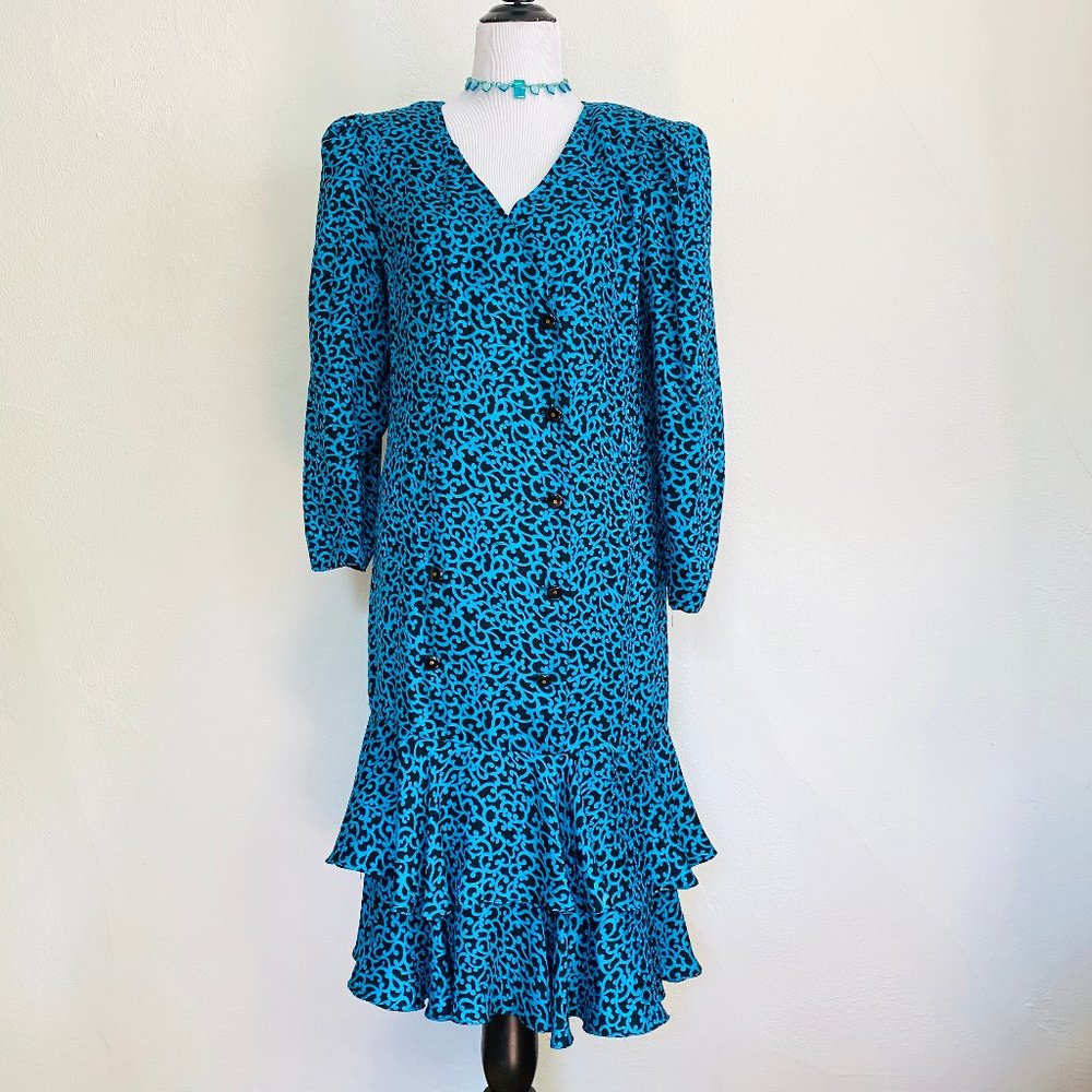 Vintage 1980s Maggy London Oversized Silk Dress